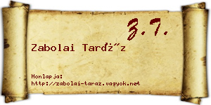 Zabolai Taráz névjegykártya